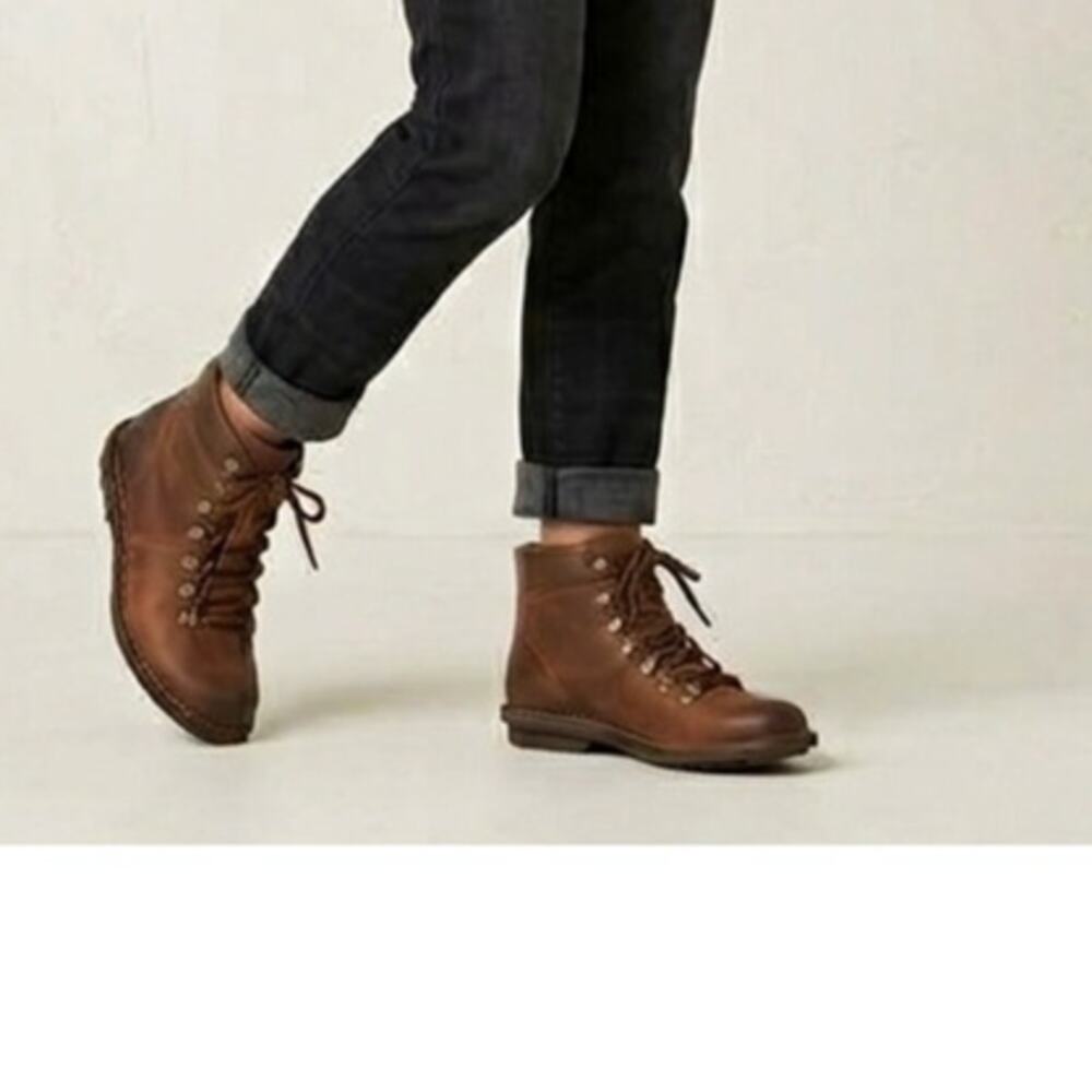 Born Women's Blaine Classic Leather Lace Up Outdoor Hiking Boots Brown Rust Sz 8